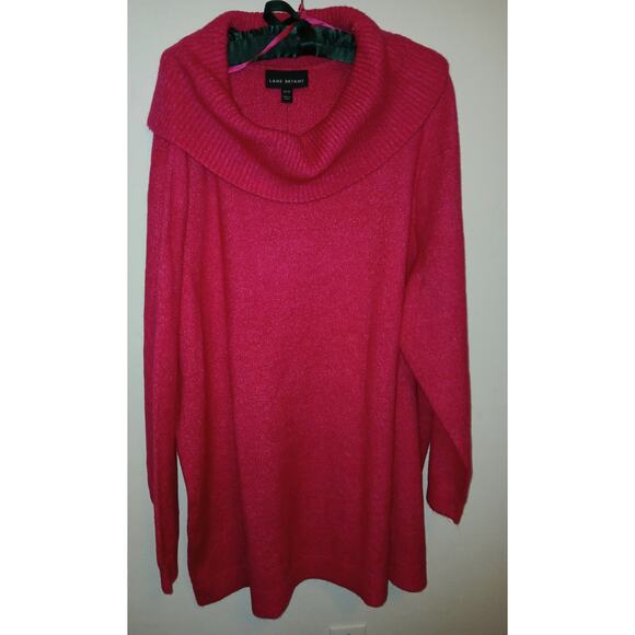 New Lane Bryant Raspberry Dark Pink Cowl Neck Tunic Winter Sweater 22/24 2X NWT - Picture 1 of 5
